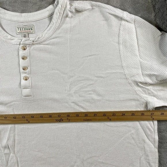 TECOVAS Henley Thermal Shirt Mens XXL White Long Sleeve Western Base Layer - Picture 4 of 11